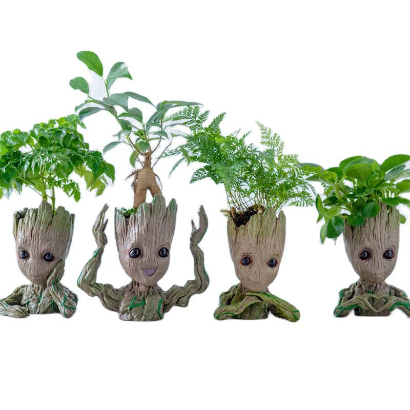 Plant Parents - กล่องใส่ปากกาสำนักงานบ้านเก็บตกแต่งแจกันแบบเรียบง่ายทันสมัยใส่ดอกไม้แบบ Groot กระถางปลูกต้นไม้รูปเครื่องประดับอนิเมะ