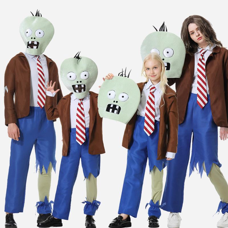 Plant Parent Costume - ชุดคอสตูมเล่นบทบาทสมมติซอมบี้ ชุดแสดงล้อเลียนพืชปะทะซอมบี้สำหรับพ่อแม่และเด็ก ฤดูใบไม้ร่วง 2023