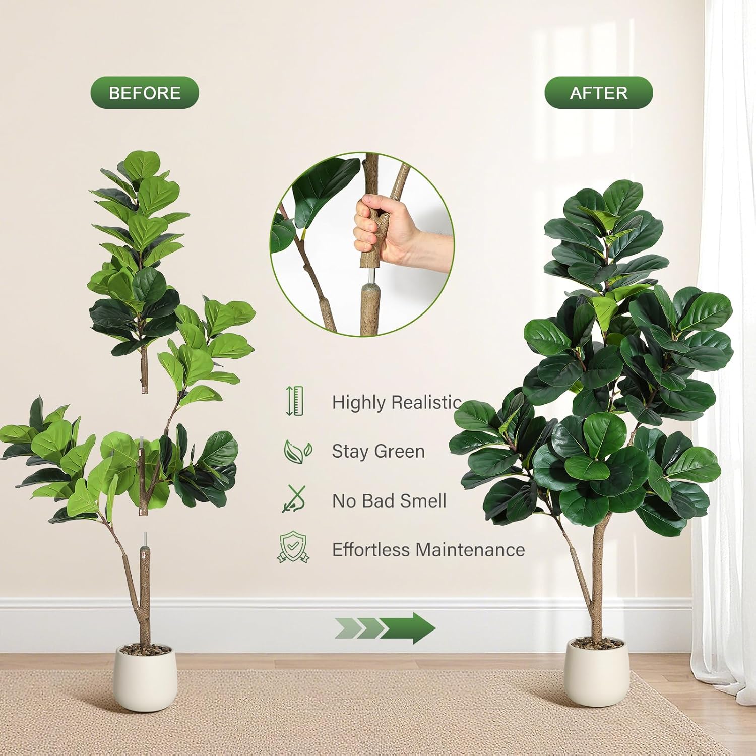 ต้นไม้ปลอมแบบใบฟิคัส ลิราต้า ข - Plant Parents บทวิจารณ์และราคา